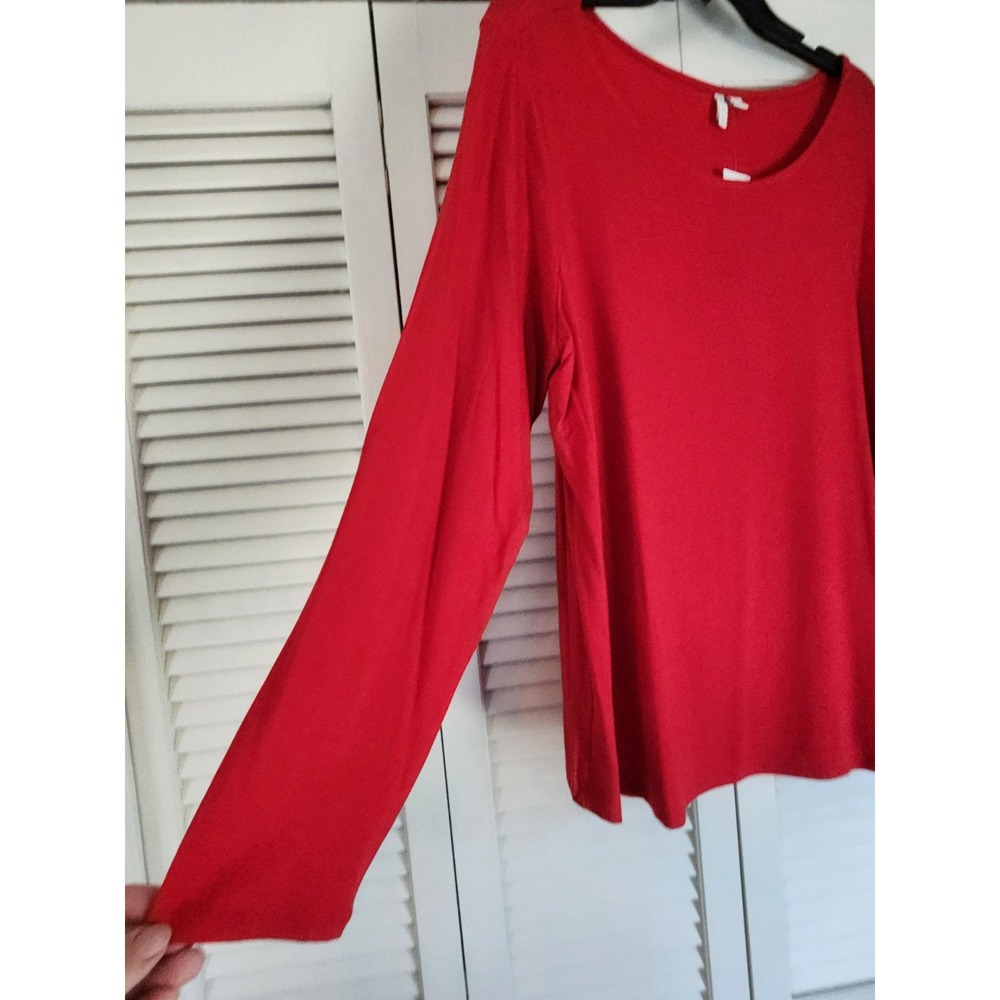 Cato Womens 18/20 NWT Red Long Sleeve Top Scoop Neck Basic Stretch Tee Plus Size - Picture 2 of 7